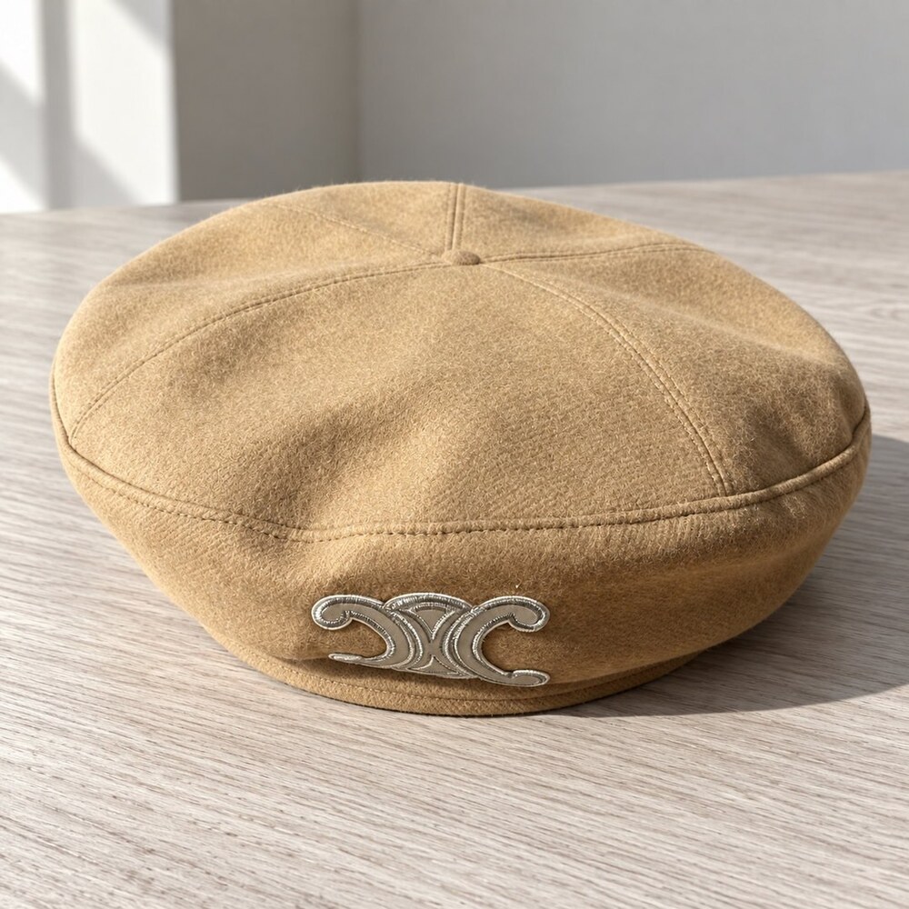 CELINE Triomphe Camel Wool Beret - Picture 4 of 6